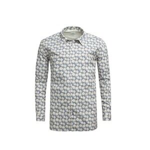 Serge Blanco Liberty Floral Beige Navy Spring Print Long Sleeve Shirt, Size XL